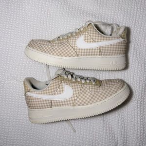 Tan Checked Nike Air Force 1s